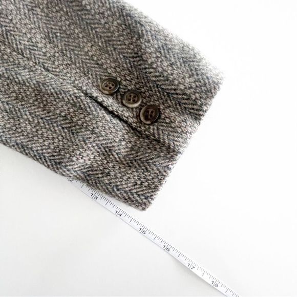 Vintage Baycrest Blazer Wool Silk Tan Gray Tweed Velvet Collar Women's 12 Jacket - Picture 6 of 7